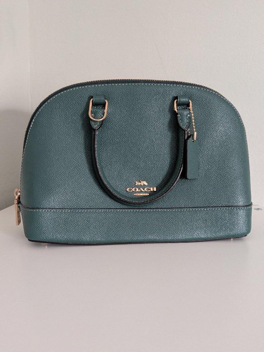COACH Mini Sierra Satchel in Dark Teal with Gold Hardware